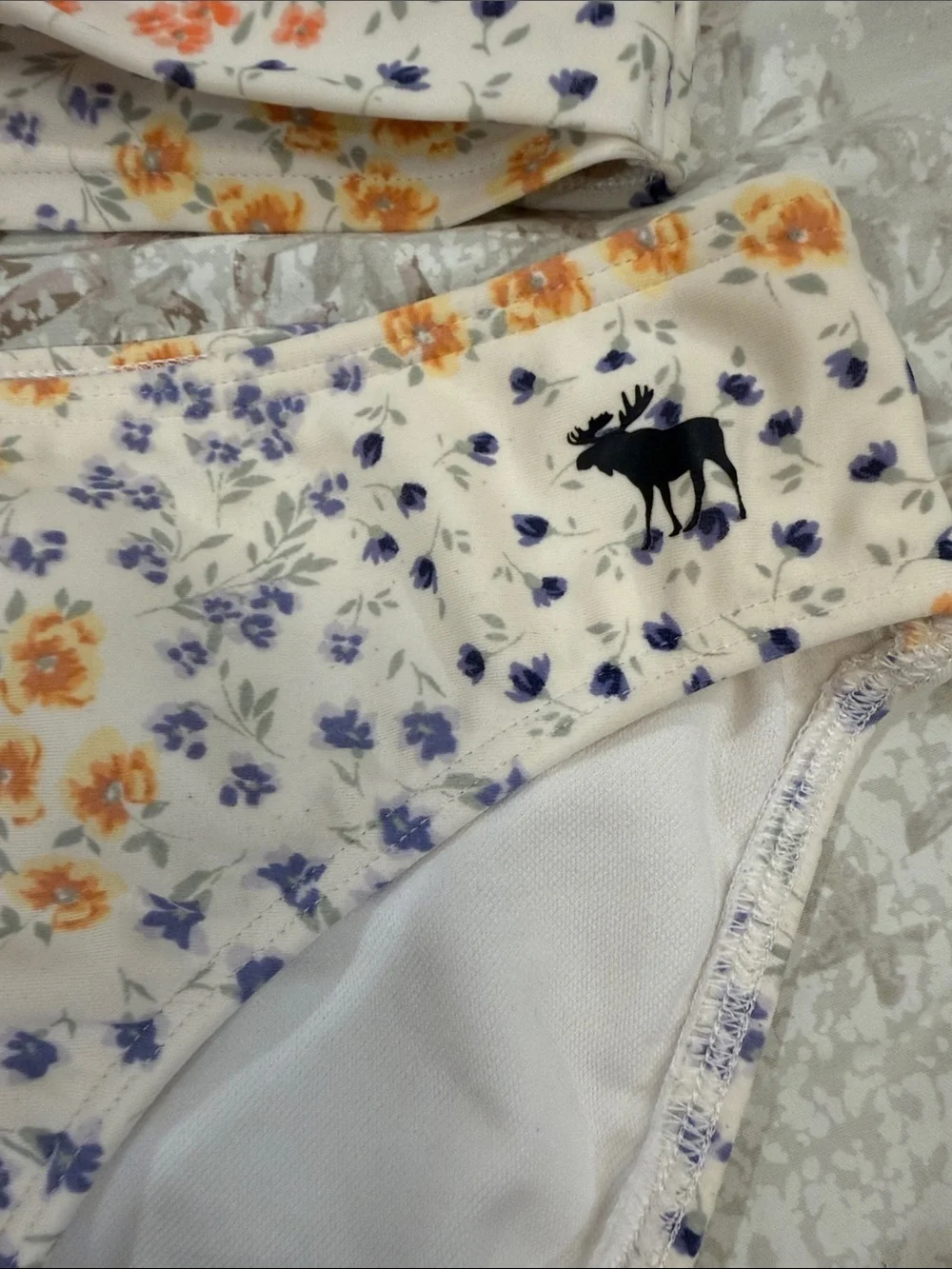 abercrombie kids Cream Floral Two-Piece Bikini with Yellow & Purple Flowers